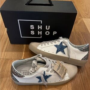 ShuShop Women's White and Blue Star Sneakers. Paula. Originally $79. NWT